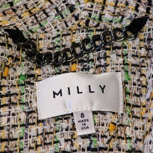 MILLY Fringe Tweed Frayed Blazer Career Jacket - Picture 7 of 7